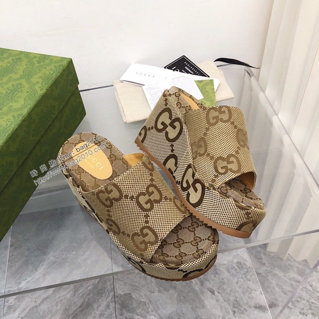 Gucci/Summer最新限量厚底拖鞋 gucci古馳新顏色拖鞋 dx3538